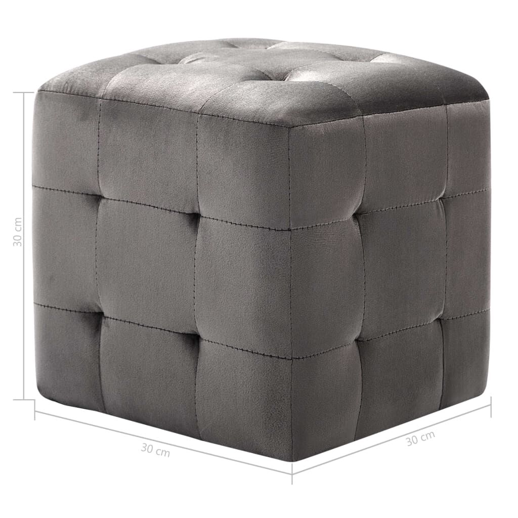 vidaXL Κομοδίνα/Σκαμπό 2 τεμ. Γκρι 30x30x30 εκ. από Βελούδινο Ύφασμα