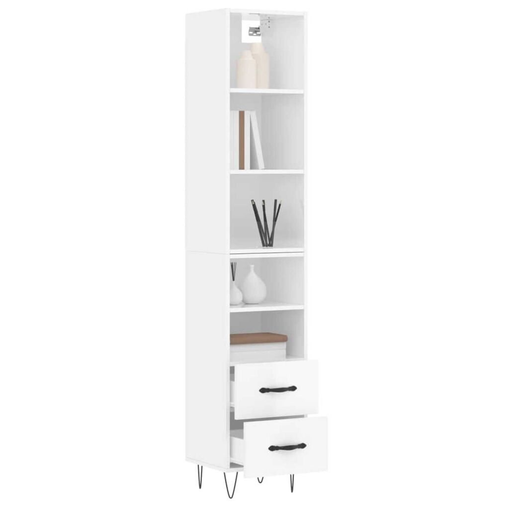 vidaXL Ντουλάπι Γυαλ. Λευκό 34,5 x 34 x 180 εκ. από Επεξεργασμένο Ξύλο