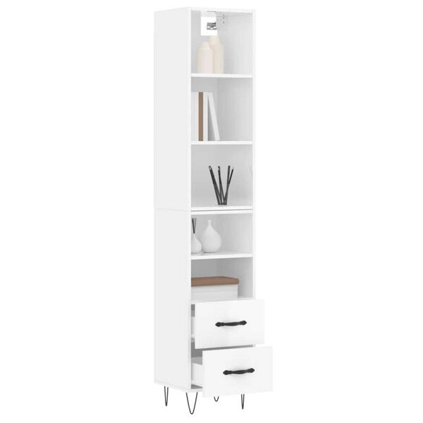 vidaXL Ντουλάπι Γυαλ. Λευκό 34,5 x 34 x 180 εκ. από Επεξεργασμένο Ξύλο