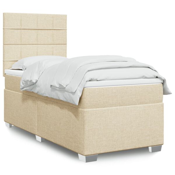 vidaXL &Kappa;&rho;&epsilon;&beta;ά&tau;&iota; Boxspring &mu;&epsilon; &Sigma;&tau;&rho;ώ&mu;&alpha; &Kappa;&rho;&epsilon;&mu; 100 x 200 &epsilon;&kappa;. &Upsilon;&phi;&alpha;&sigma;&mu;ά&tau;&iota;&nu;&omicron;