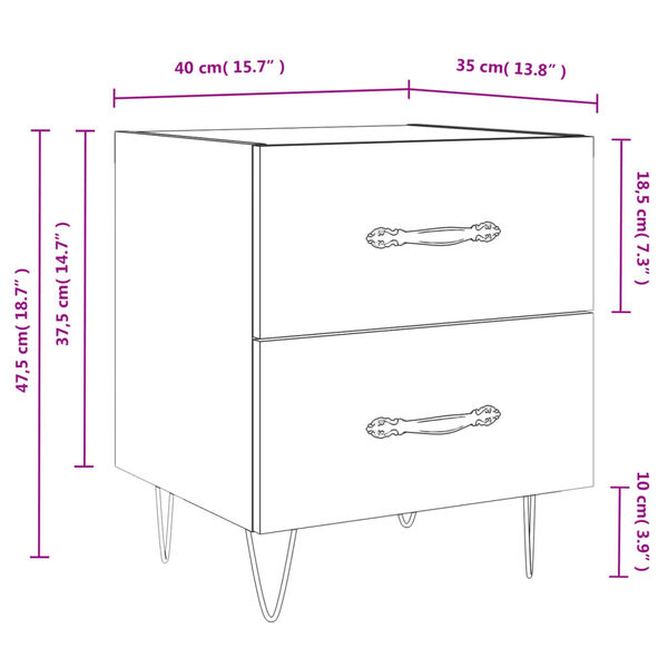 vidaXL Κομοδίνα 2 τεμ. Καπνιστή Δρυς 40 x 35 x 47,5 εκ. Επεξεργ. Ξύλο