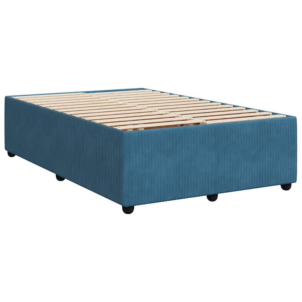 vidaXL Κρεβάτι Boxspring με Στρώμα Μπλε 120x200 εκ. Βελούδινο