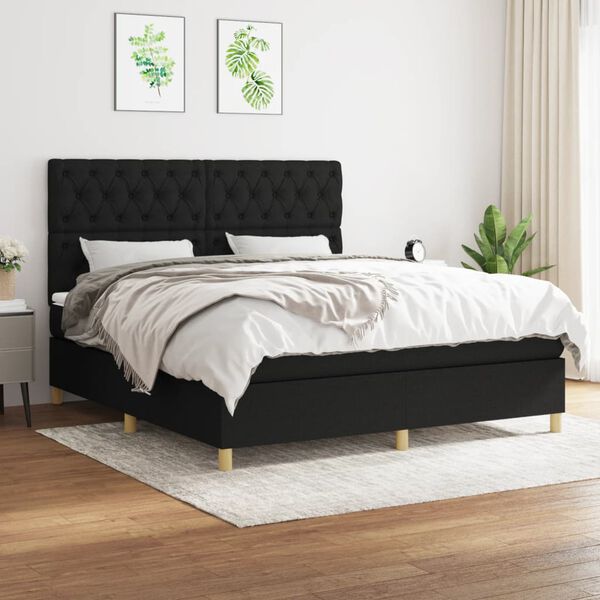 vidaXL &Kappa;&rho;&epsilon;&beta;ά&tau;&iota; Boxspring &mu;&epsilon; &Sigma;&tau;&rho;ώ&mu;&alpha; &Mu;&alpha;ύ&rho;&omicron; 160x200 &epsilon;&kappa;. &Upsilon;&phi;&alpha;&sigma;&mu;ά&tau;&iota;&nu;&omicron;