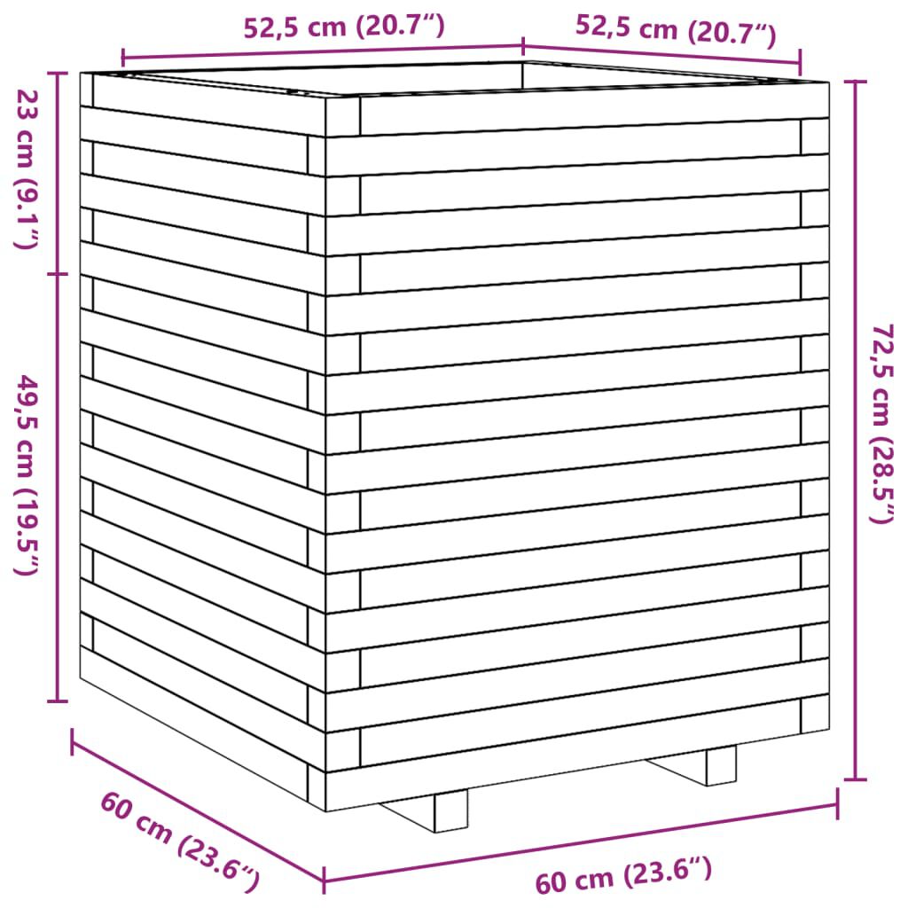 vidaXL Ζαρντινιέρα Κήπου 60x60x72,5 εκ. από Εμποτισμένο Ξύλο Πεύκου