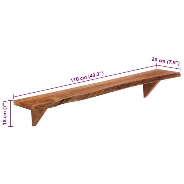 vidaXL Ράφια Τοίχου 2 τεμ. 110 x 20 x 18 εκ. από Μασίφ Ξύλο Ακακίας