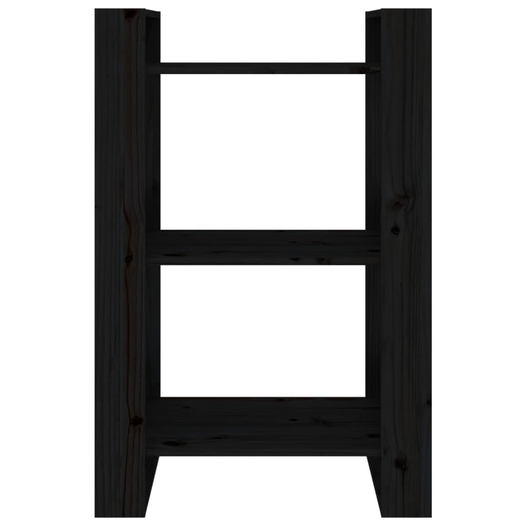 vidaXL Βιβλιοθήκη/Διαχωριστικό Χώρου Μαύρο 60x35x91 εκ. Μασίφ Πεύκο