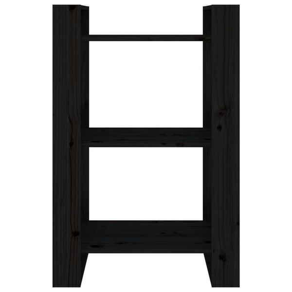 vidaXL Βιβλιοθήκη/Διαχωριστικό Χώρου Μαύρο 60x35x91 εκ. Μασίφ Πεύκο