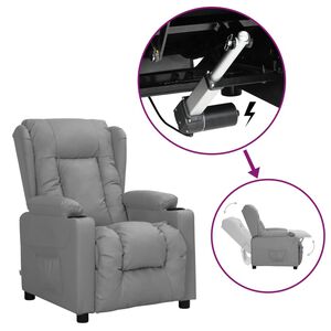 vidaXL Πολυθρόνα Ανακλινόμενη με Ανύψωση Γκρι Συνθετικό Δέρμα