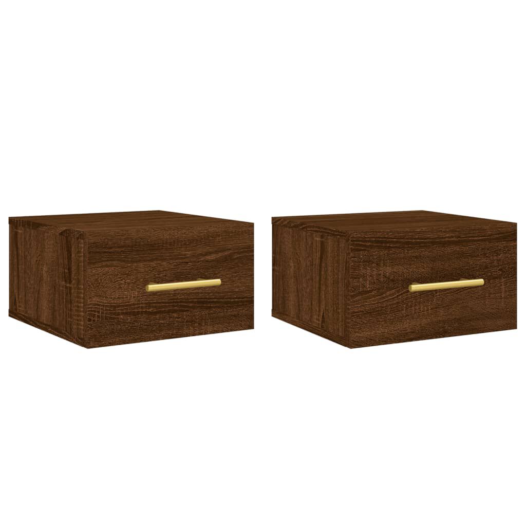 vidaXL Κομοδίνα Επιτοίχια 2 τεμ. Καφέ Δρυς 35 x 35 x 20 εκ.