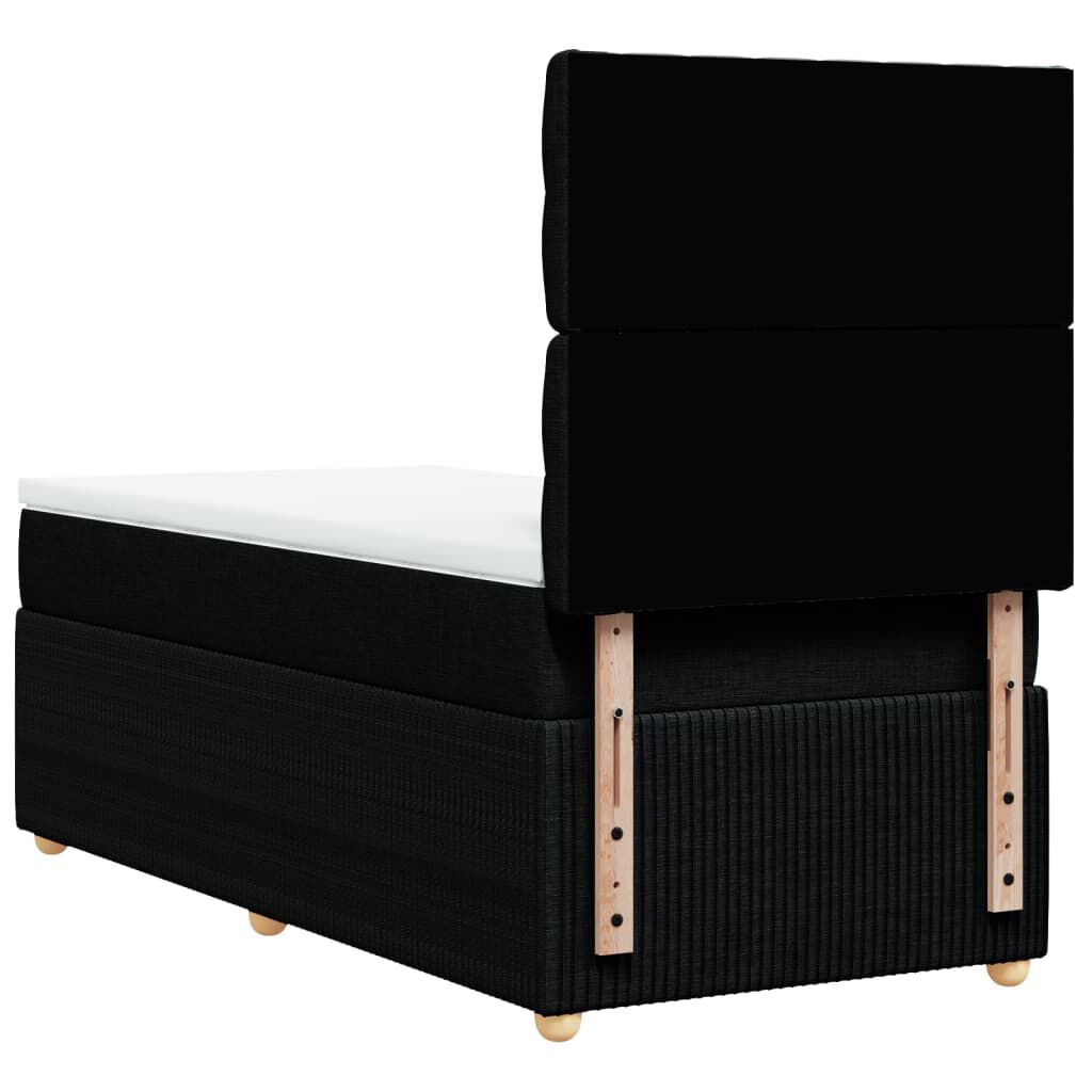 vidaXL Κρεβάτι Boxspring με Στρώμα Μαύρο 90x190 εκ.Υφασμάτινο