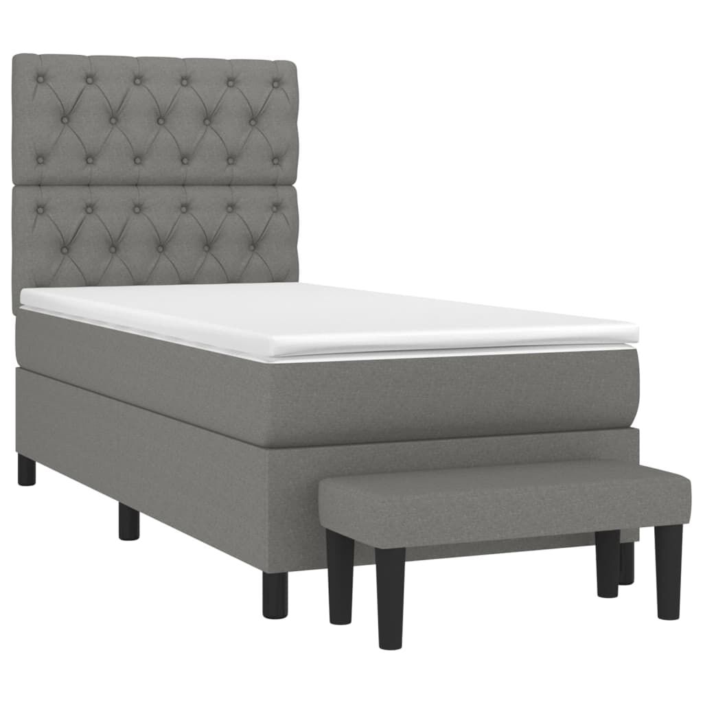 vidaXL Κρεβάτι Boxspring με Στρώμα Σκούρο Γκρι 80x200 εκ. Υφασμάτινο