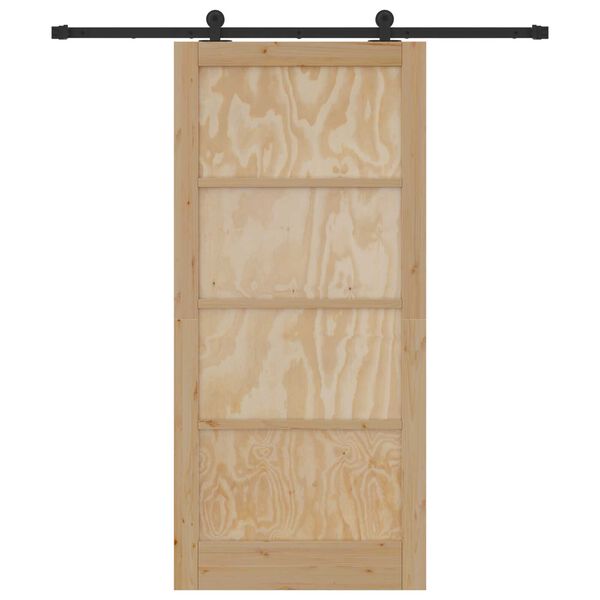 vidaXL Σετ Συρόμενης Πόρτας Φυσικό και μαύρο 93 x 202 cm