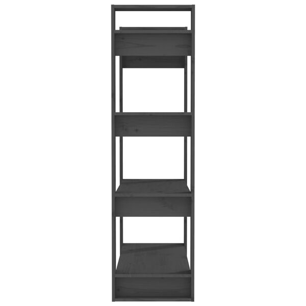 vidaXL Βιβλιοθήκη/Διαχωριστικό Χώρου Γκρι 80x35x125 εκ. Μασίφ Πεύκο