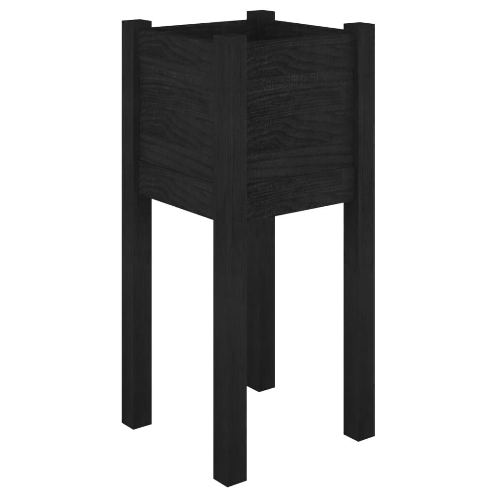 vidaXL Ζαρντινιέρες 2 τεμ. Μαύρες 31 x 31 x 70 εκ. από Μασίφ Πεύκο
