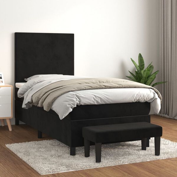 vidaXL &Kappa;&rho;&epsilon;&beta;ά&tau;&iota; Boxspring &mu;&epsilon; &Sigma;&tau;&rho;ώ&mu;&alpha; &Mu;&alpha;ύ&rho;&omicron; 90x190 &epsilon;&kappa;. &Beta;&epsilon;&lambda;&omicron;ύ&delta;&iota;&nu;&omicron;