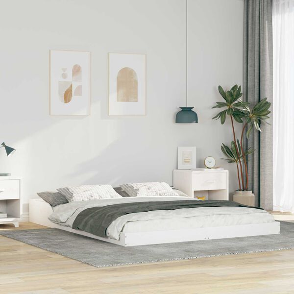 vidaXL Σκελετός Κρεβατιού Λευκό 160 x 220 cm ξύλο