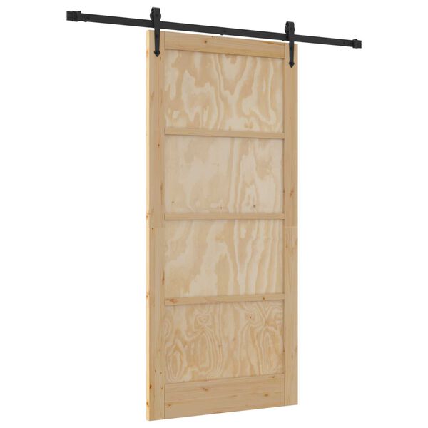 vidaXL Συρόμενη Πόρτα Φυσικό και μαύρο 93 x 202 cm