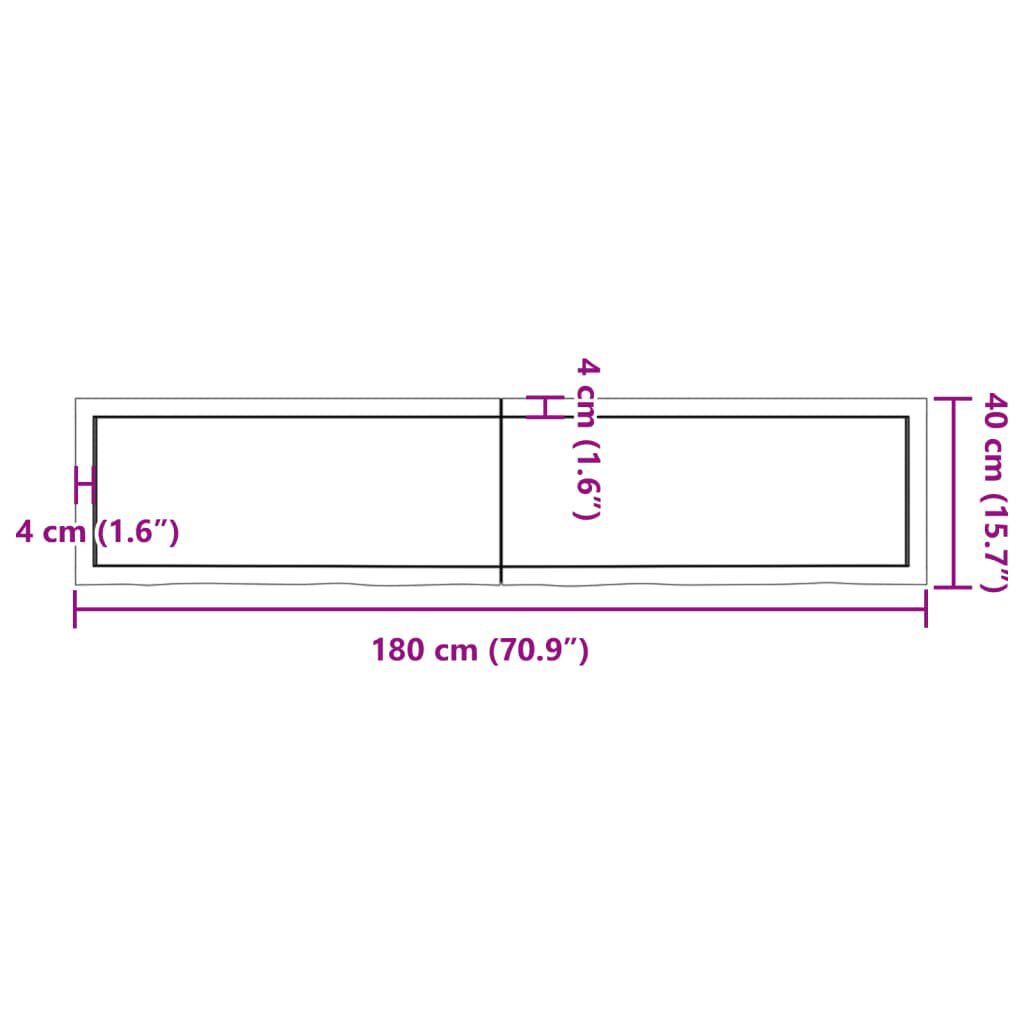 vidaXL Ράφι Τοίχου Σκούρο Καφέ 180x40x(2-4) εκ. Επεξ. Μασίφ Ξύλο Δρυός