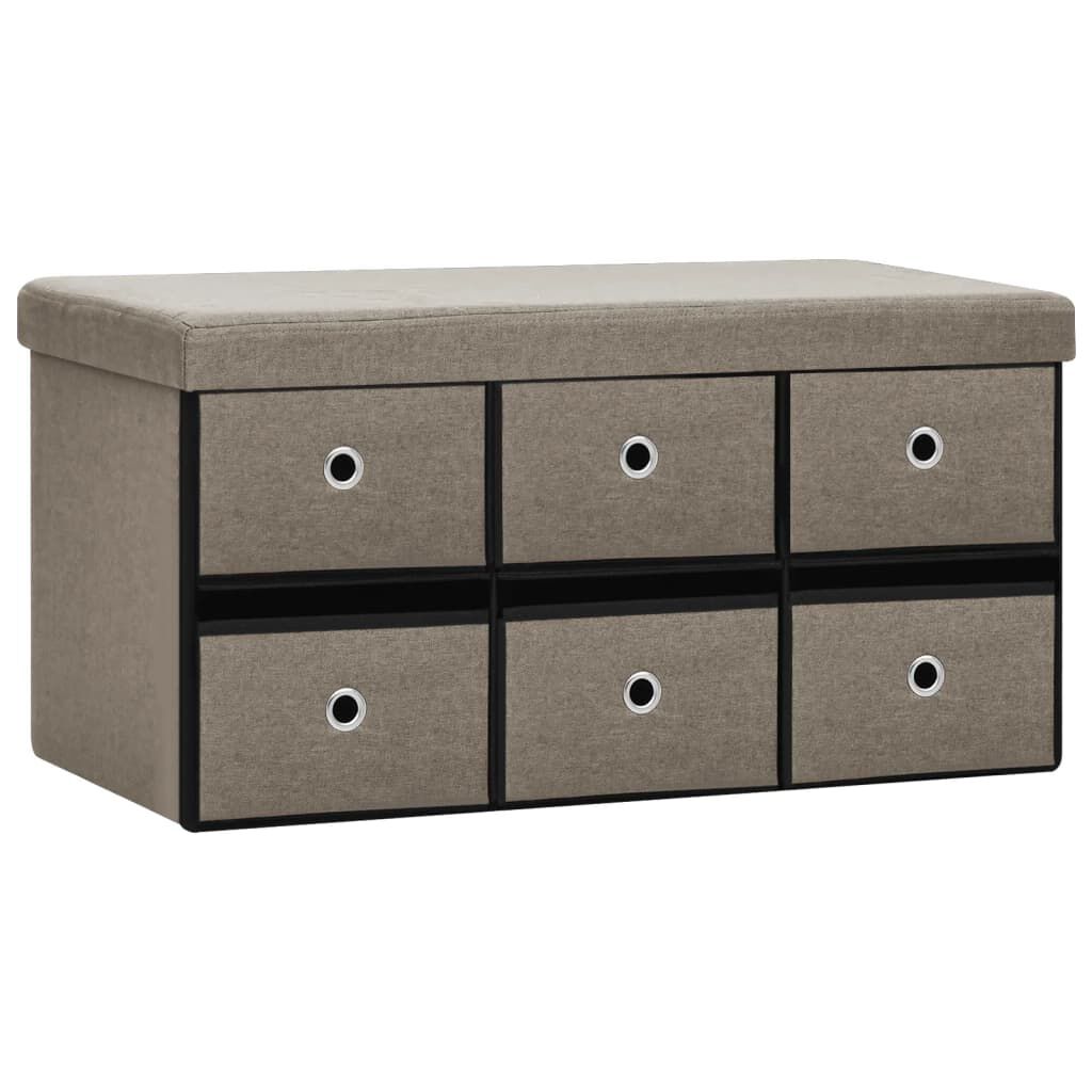 vidaXL Πάγκος Αποθήκευσης Πτυσσόμενος Taupe 76x38x38 εκ Συνθετικό Λινό
