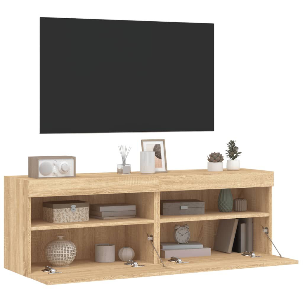 vidaXL Έπιπλα Τοίχου Τηλ. με LED 2 Τεμ. Sonoma Δρυς 60x30x40 εκ.