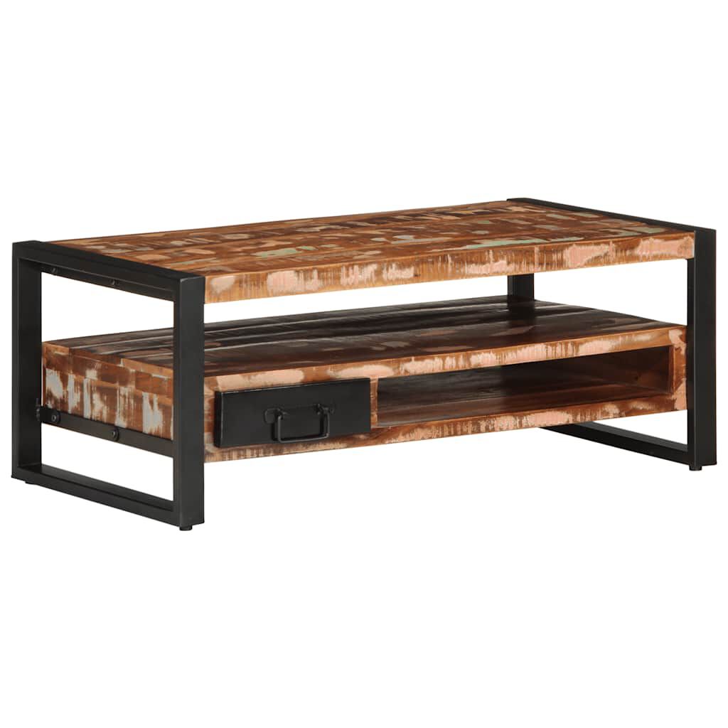 vidaXL Τραπεζάκι σαλονιού πολύχρωμο 90x50x36cm Ξύλο μασίφ αναγεννημένο
