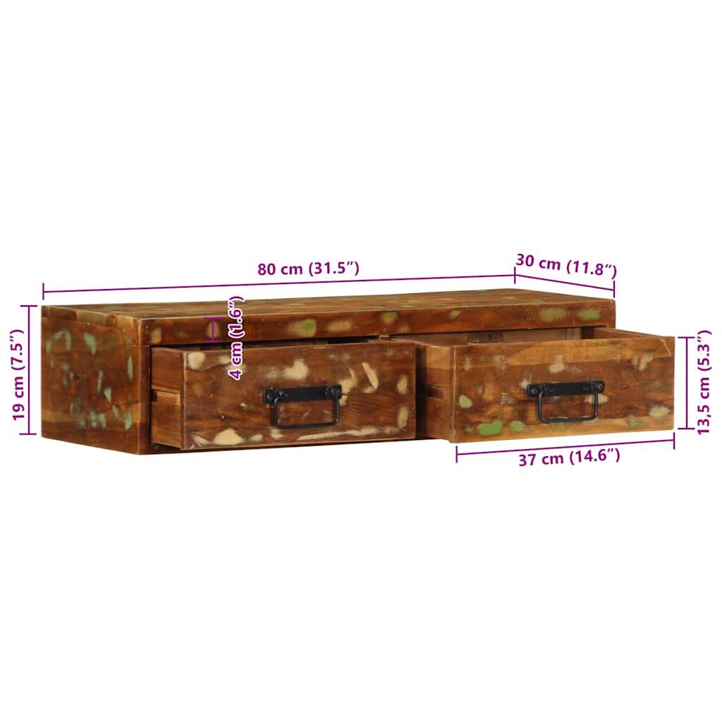 vidaXL Επίτοιχο ντουλάπι τηλεόρασης 80x30x19cm Ξύλο μασίφ αναγεννημένο