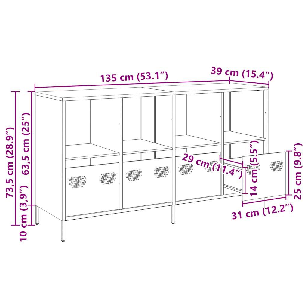 vidaXL Ντουλάπι Ροζ 135x39x73,5 εκ. από Χάλυβα Ψυχρής Έλασης