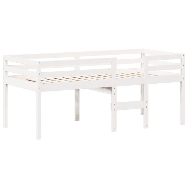 vidaXL Κρεβάτι Υπερυψωμένο με Οροφή 75x190εκ. από Μασίφ Ξύλο Πεύκου