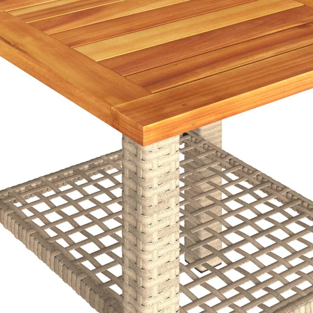 vidaXL Τραπέζι Κήπου Μπεζ 40x40x42 εκ. Συνθετικό Ρατάν / Ξύλο Ακακίας