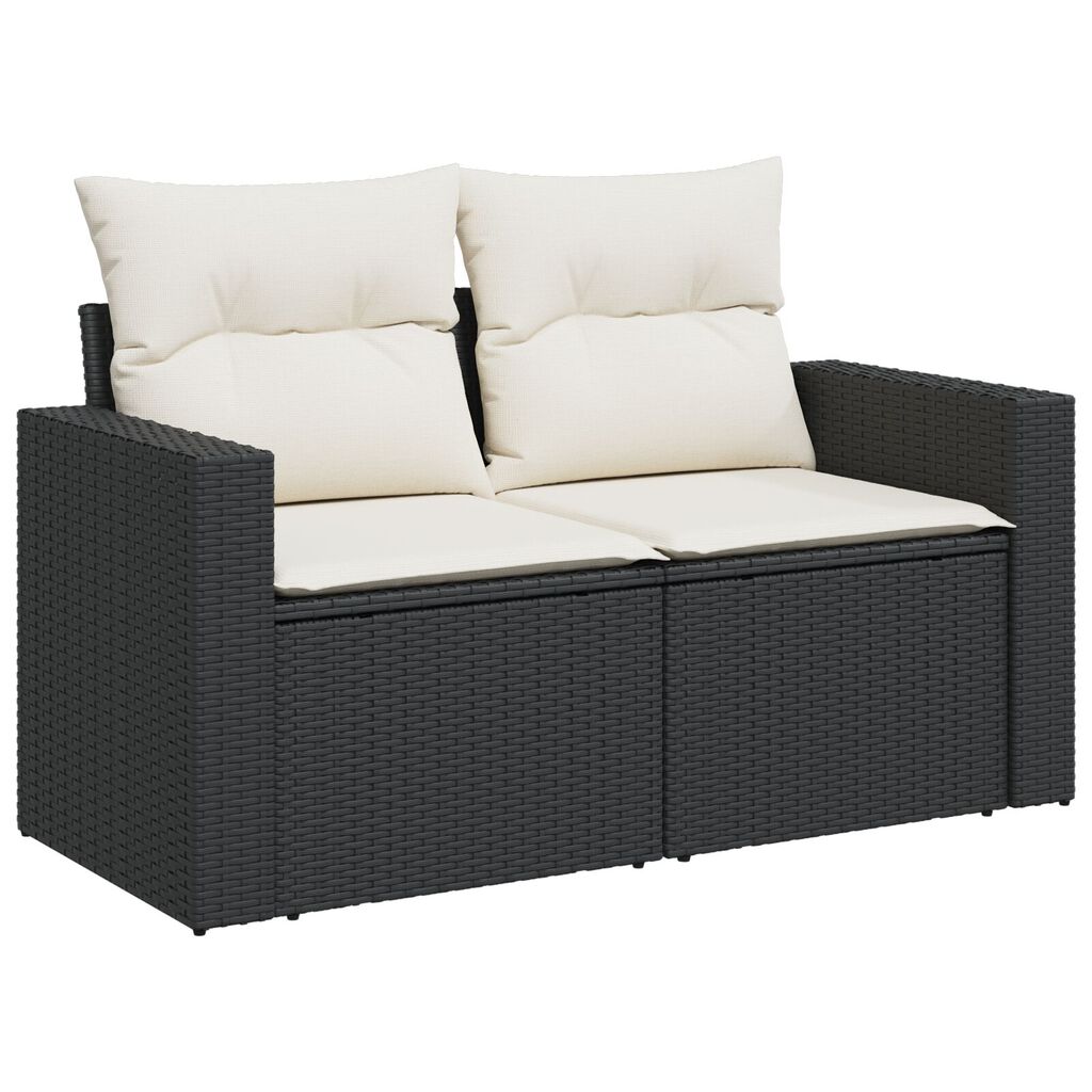 vidaXL Σετ Καναπέ Κήπου 9 pcs Μαύρο και κρεμ 80 x 80 x 71 cm