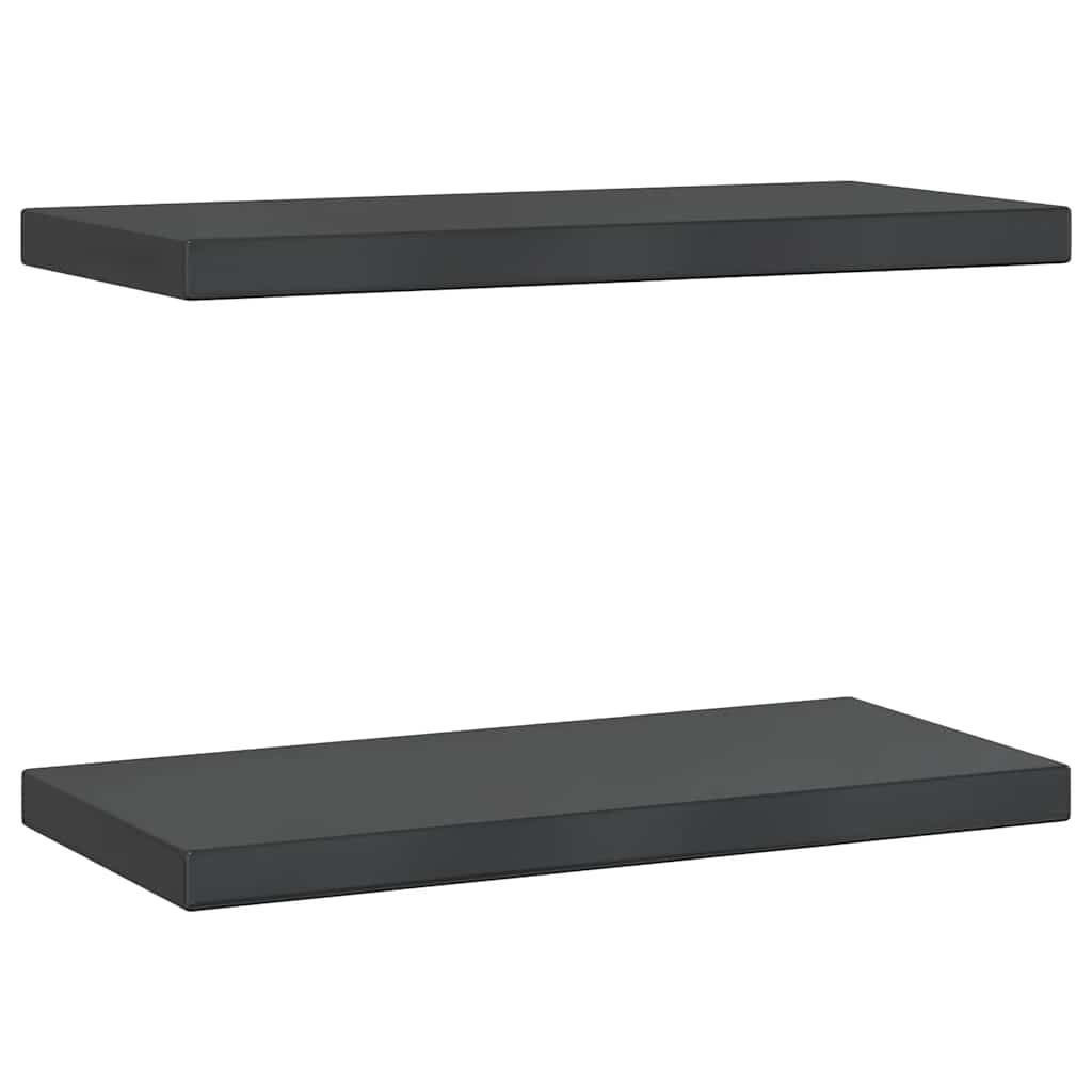 vidaXL Ράφια Τοίχου 2 τεμ. Μαύρο 50x23,5x3 εκ. Ανοξείδωτο Ατσάλι