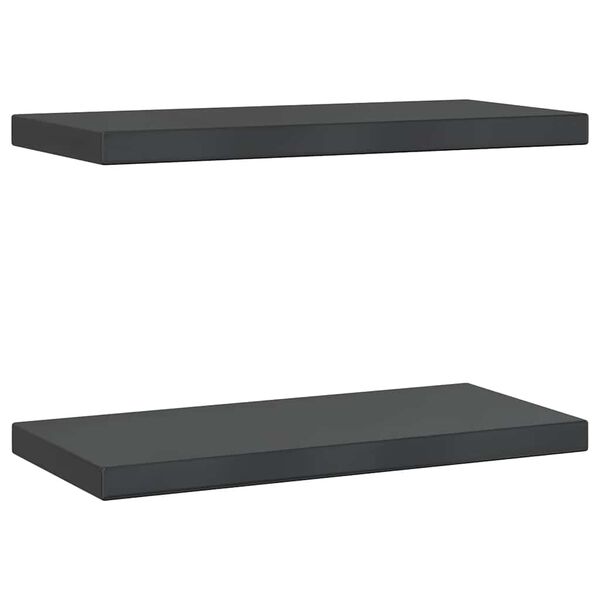 vidaXL Ράφια Τοίχου 2 τεμ. Μαύρο 50x23,5x3 εκ. Ανοξείδωτο Ατσάλι