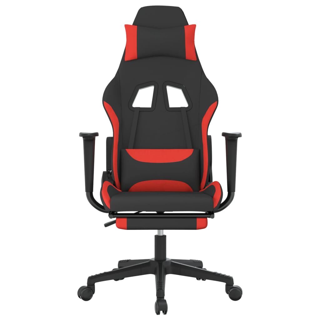 vidaXL Καρέκλα Μασάζ Gaming Μαύρο και Κόκκινη Ύφασμα με Υποπόδιο