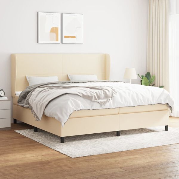 vidaXL &Kappa;&rho;&epsilon;&beta;ά&tau;&iota; Boxspring &mu;&epsilon; &Sigma;&tau;&rho;ώ&mu;&alpha; &Kappa;&rho;&epsilon;&mu; 200x200 &epsilon;&kappa;. &Upsilon;&phi;&alpha;&sigma;&mu;ά&tau;&iota;&nu;&omicron;