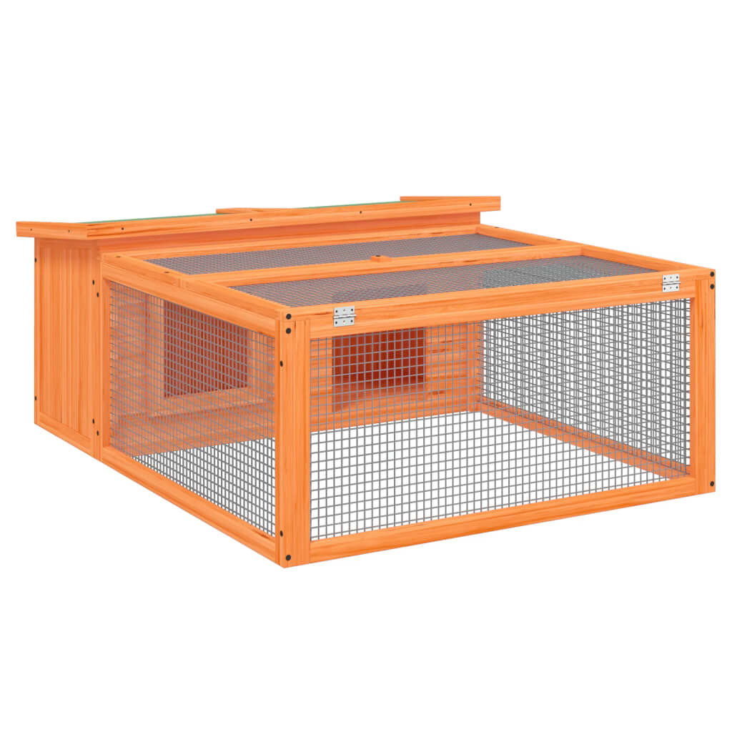 vidaXL Κλουβί Κουνελιών Καφέ 117,5 x 97 x 47,5 εκ. Μασίφ Ξύλο Πεύκου