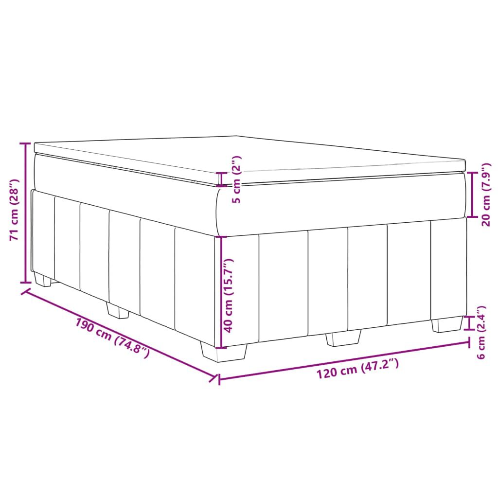 vidaXL Κρεβάτι Boxspring με Στρώμα Taupe 120x190 εκ. Υφασμάτινο