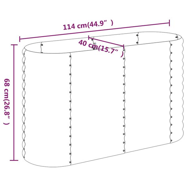 vidaXL Ζαρντινιέρα Ασημί 114x40x68 εκ. Ατσάλι με Ηλεκτρ. Βαφή Πούδρας