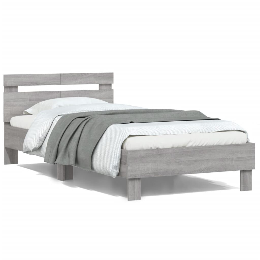 vidaXL Πλαίσιο Κρεβατιού με Κεφαλάρι Γκρι Sonoma 100x200εκ. Επεξ. Ξύλο