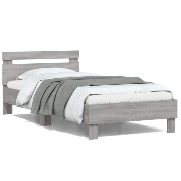 vidaXL Πλαίσιο Κρεβατιού με Κεφαλάρι Γκρι Sonoma 100x200εκ. Επεξ. Ξύλο