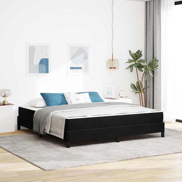 vidaXL Κρεβάτι box spring με στρώμα Μαύρο 180 x 200 cm Βελούδο