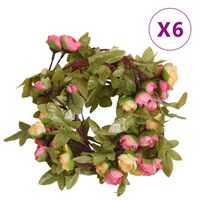 vidaXL Γιρλάντες Λουλουδιών Τεχνητές 6 τεμ. Ροζ 215 εκ.