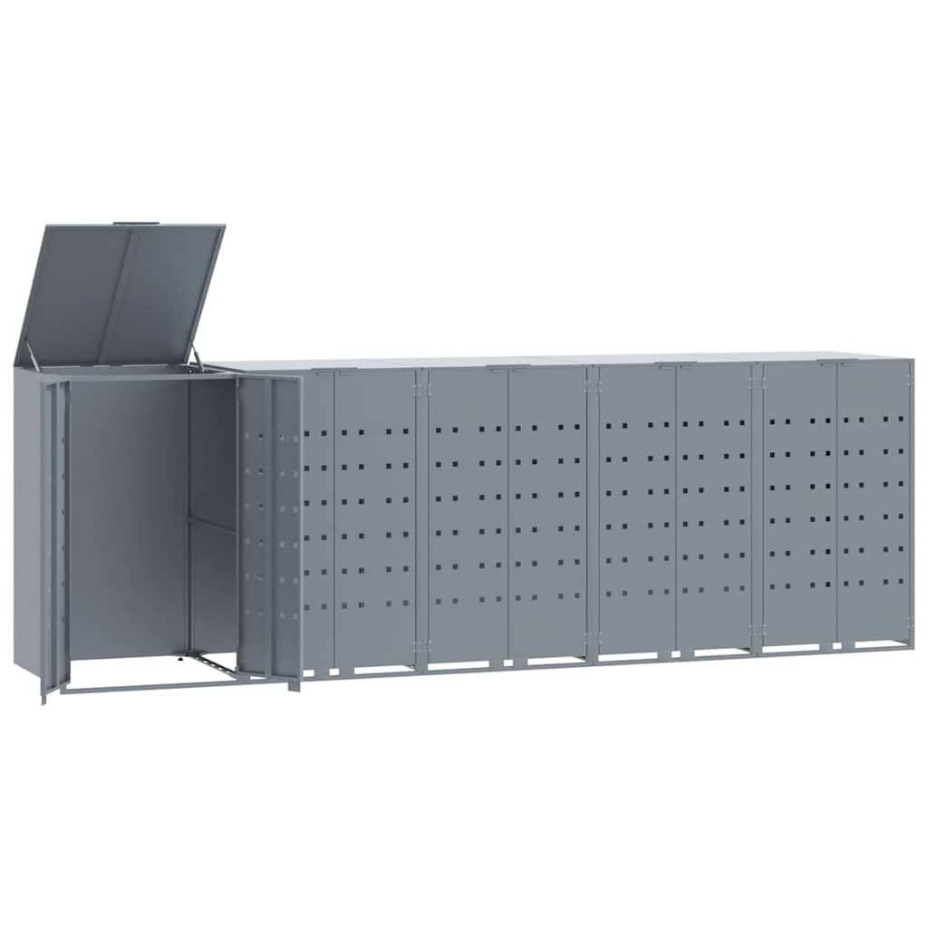 vidaXL Πλαίσιο Κάδων Απορριμμάτων 5 Κάδοι Γκρι 345x79x117 εκ. Ατσάλι