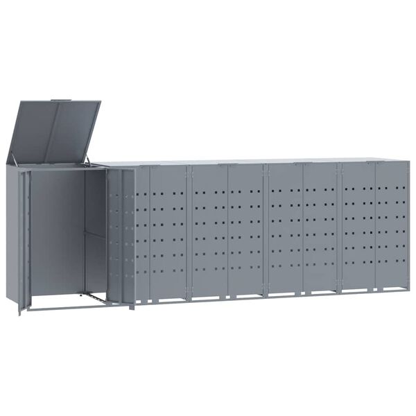 vidaXL Πλαίσιο Κάδων Απορριμμάτων 5 Κάδοι Γκρι 345x79x117 εκ. Ατσάλι