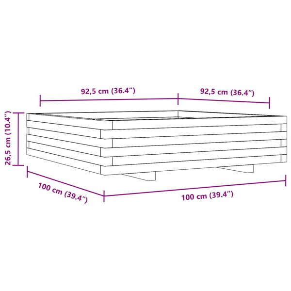 vidaXL Ζαρντινιέρα Καφέ Κεριού 100x100x26,5 εκ. από Μασίφ Ξύλο Πεύκου
