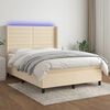 vidaXL &Kappa;&rho;&epsilon;&beta;ά&tau;&iota; Boxspring &mu;&epsilon; &Sigma;&tau;&rho;ώ&mu;&alpha; & LED &Kappa;&rho;&epsilon;&mu; 140x190 &epsilon;&kappa;. &Upsilon;&phi;&alpha;&sigma;&mu;ά&tau;&iota;&nu;&omicron;