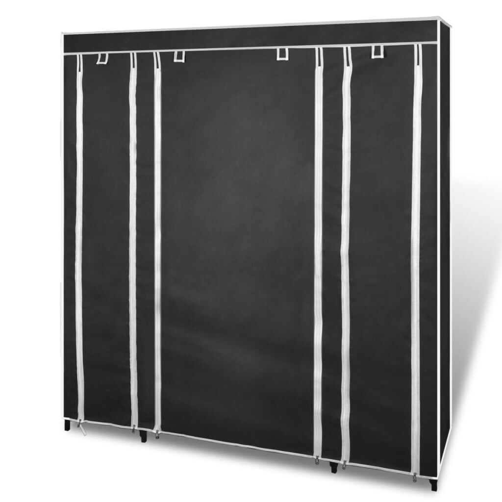vidaXL Ντουλάπα με Ράφια / Σωλήνες Μαύρη 45 x 150 x 176 εκ. Υφασμάτινη