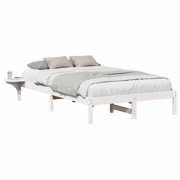 vidaXL Πλαίσιο κρεβατιού με κομοδίνα Λευκό 140 x 190 cm Λευκό
