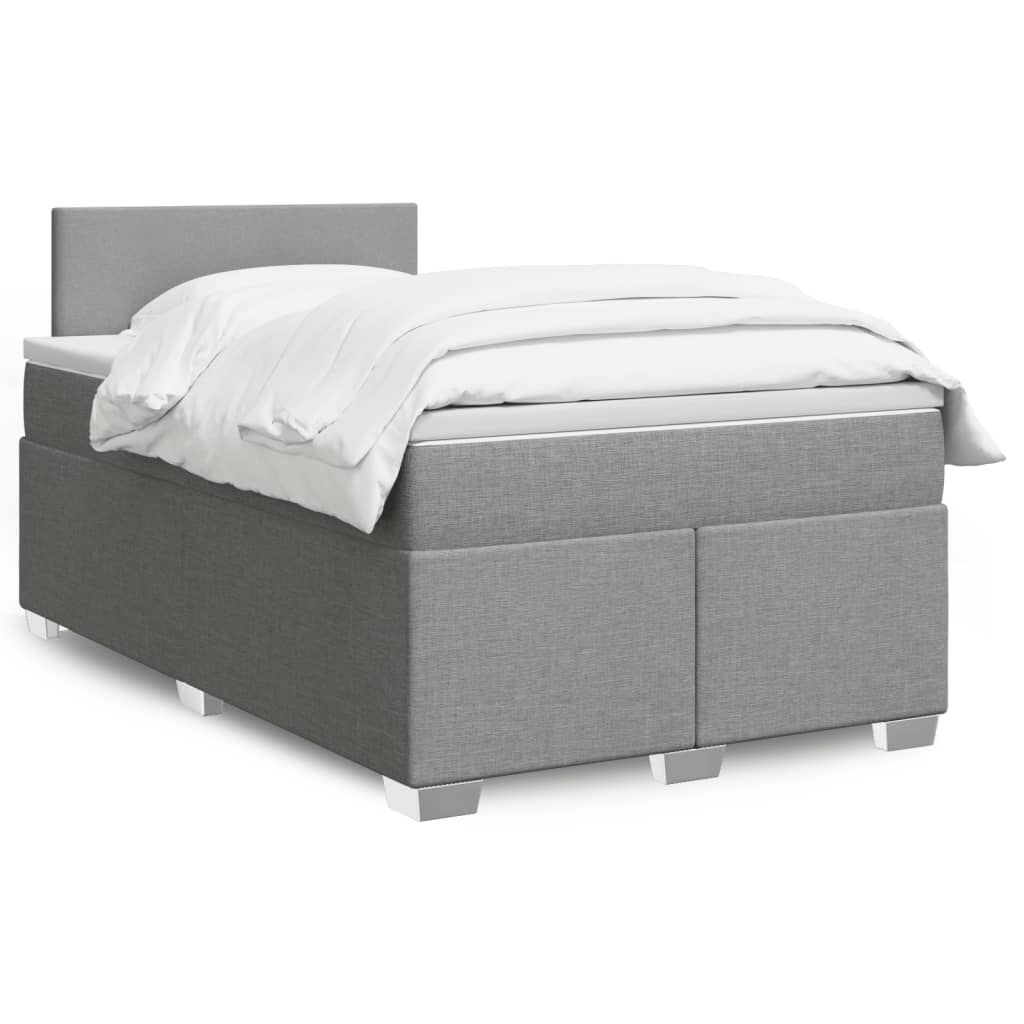 vidaXL Κρεβάτι Boxspring με Στρώμα Ανοιχτό Γκρι 120x200 εκ. Υφασμάτινο