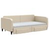 vidaXL Καναπές Κρεβάτι Συρόμενος Κρεμ 100x200 εκ. Υφασμάτινος Συρτάρια