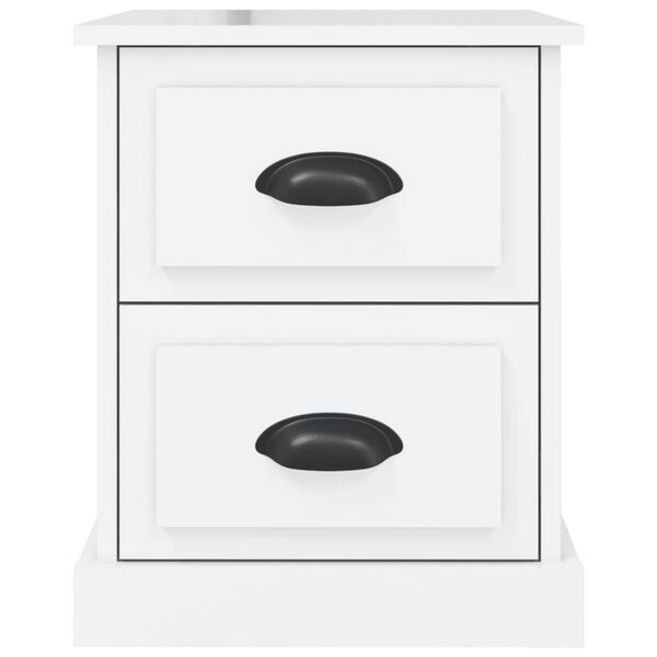 vidaXL Κομοδίνο Γυαλ. Λευκό 39x39x47,5 εκ. από Επεξεργασμένο Ξύλο